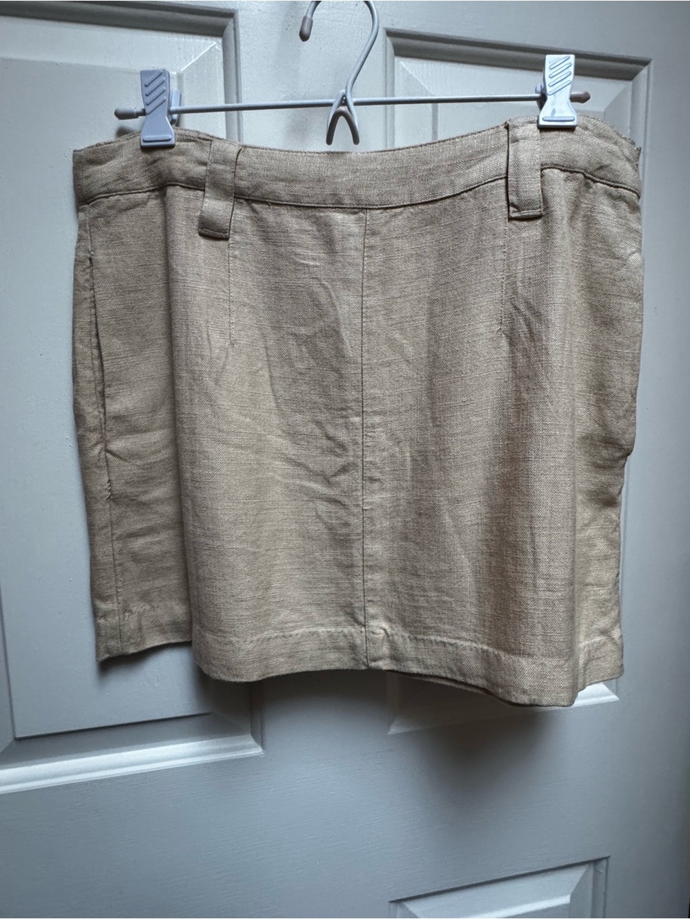 Free People NWT Linen Blend Mini Boho Pockets, Zipper Oatmeal Tan Skirt size 6